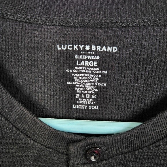 Lucky Brand Mens Long Sleeve Large Sleepwear Henley Waffle Knit Thermal - Picture 4 of 4